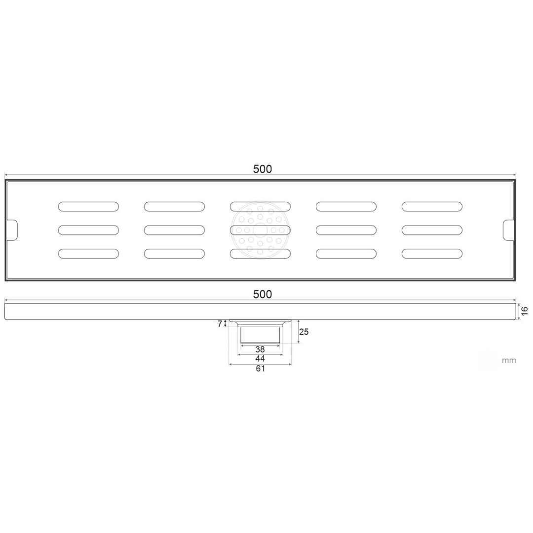 thoát sàn dài chống mùi 100x500 bản vẽ