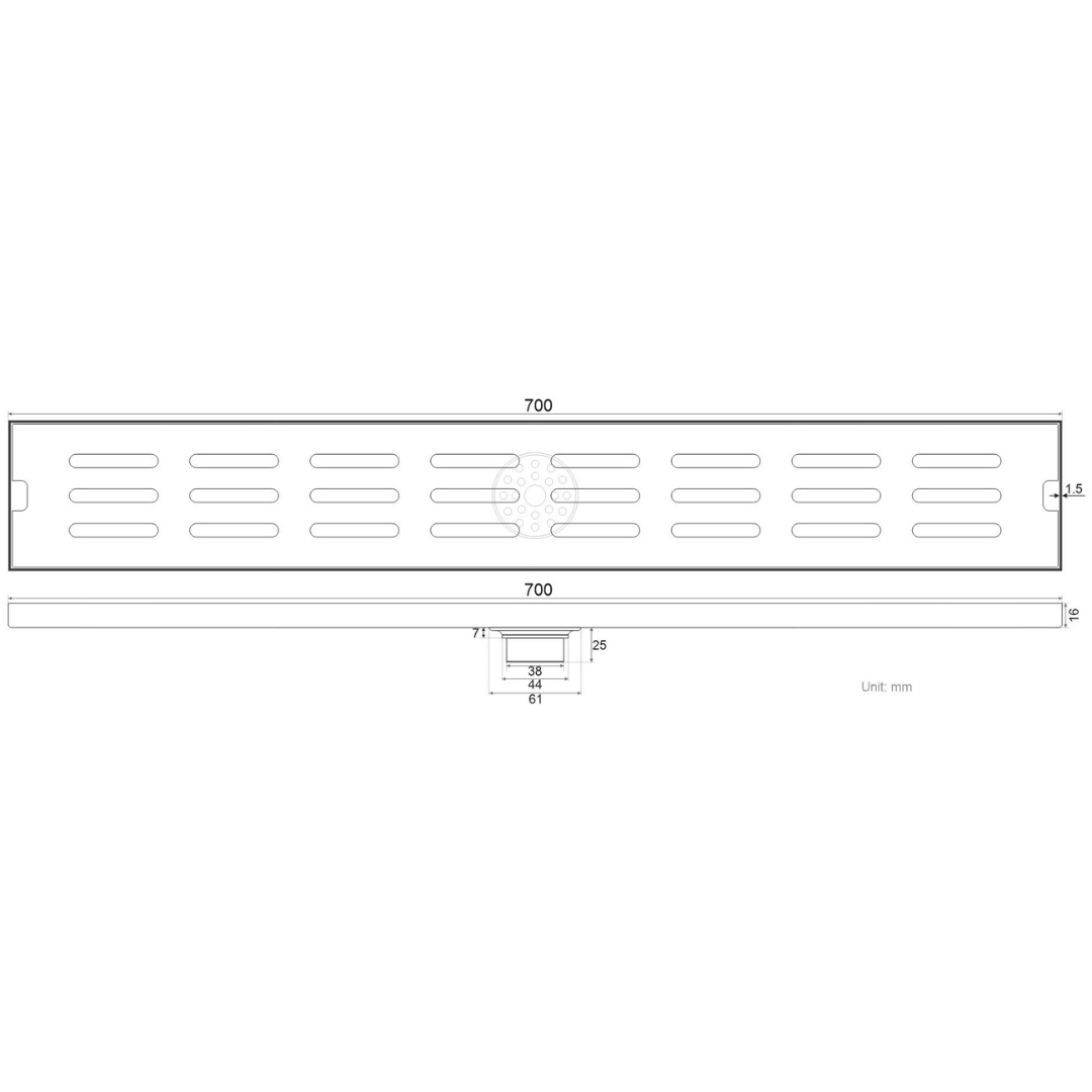 thoát sàn dài chống mùi 100x700 bản vẽ thiết kế