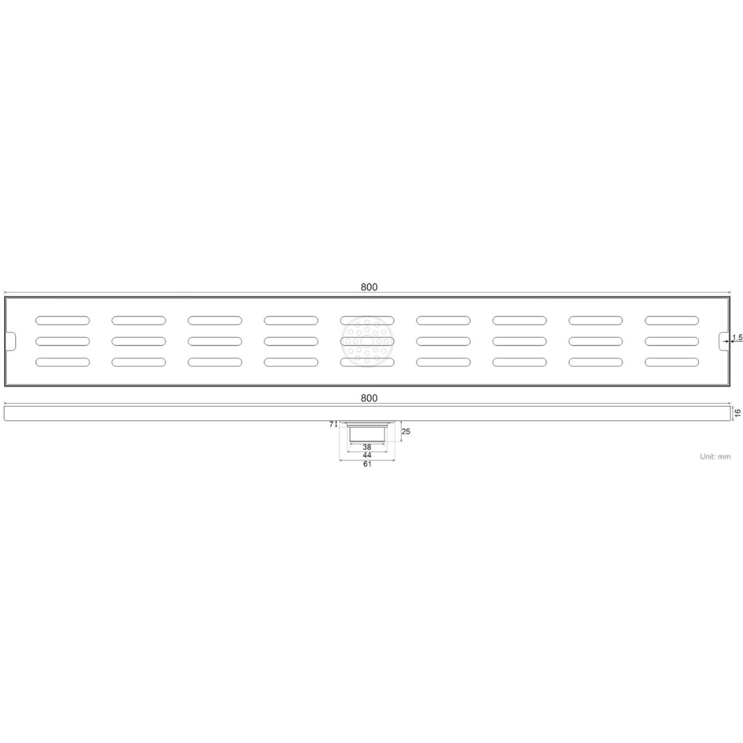 thoát sàn dài chống mùi 100x800 bản vẽ